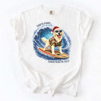 Christmas in July Gift for English Cream Golden Retriever Lovers, Santa Paws Beach Shirt