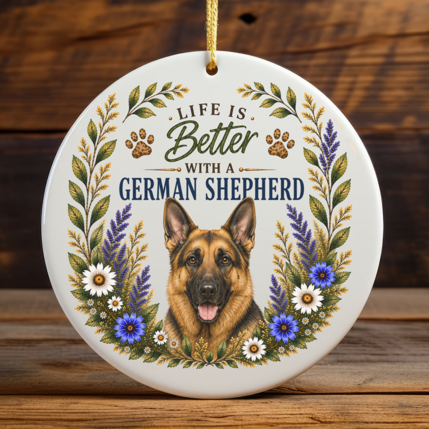 German Shepherd Ornament - Life Is Better