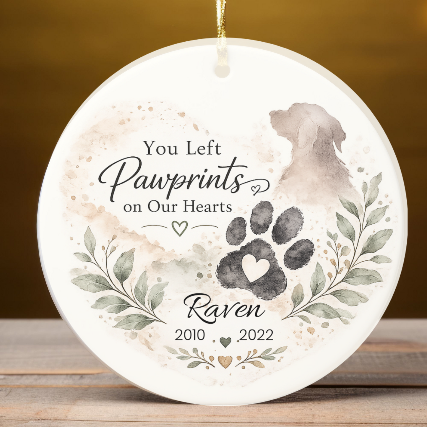 Personalized Pet Memorial Ornament, Custom Dog Loss Christmas Keepsake Gift