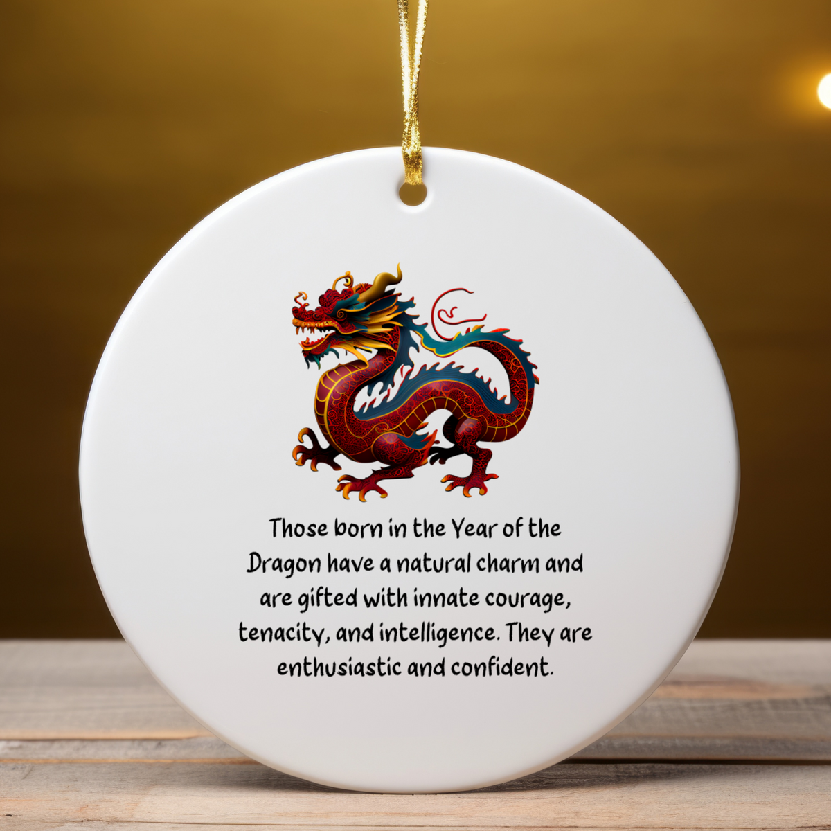 Chinese Zodiac Dragon Ornament, Year of the Dragon Horoscope Gift for Lunar New Year