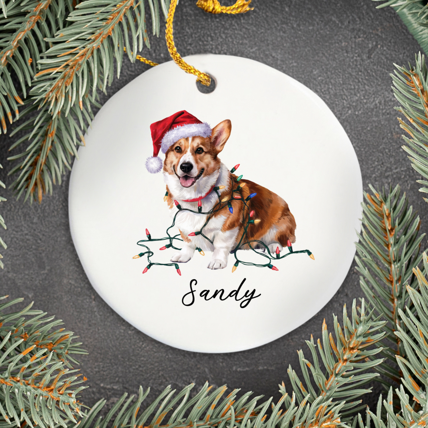 Personalized Corgi Ornament, Ceramic Christmas Tree Decor, Festive Pet Lover Gift