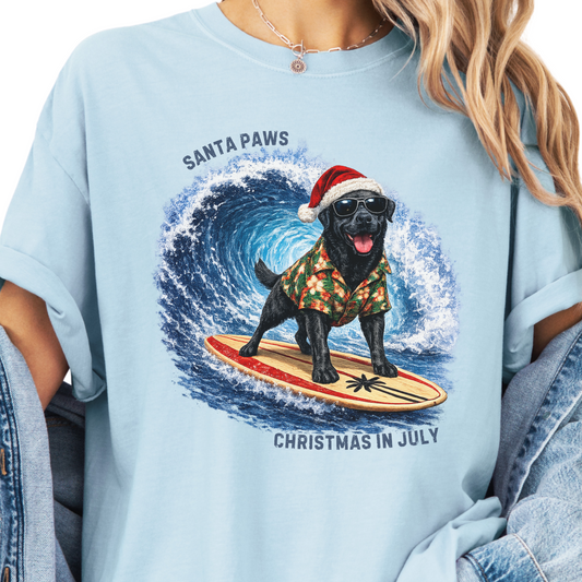 Christmas in July Santa Paws Beach Shirt