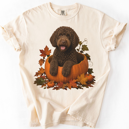 Brown Portuguese Water Dog Pumpkin Shirt Fall Dog Lover Comfort Colors Autumn Tee Gift