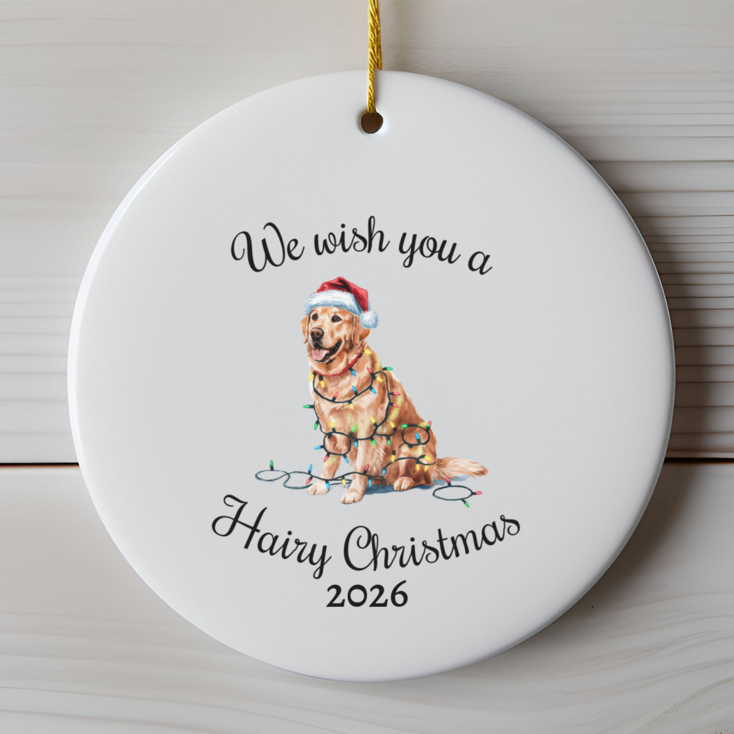 Christmas Golden Retriever Ornament, Christmas Lights Dog Keepsake