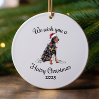 Load image into Gallery viewer, Christmas Doberman Ornament, Christmas Lights Dog Keepsake

