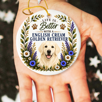 English Cream Golden Retriever Ornament, Dog Lover Gift, Golden Retriever Mom Keepsake