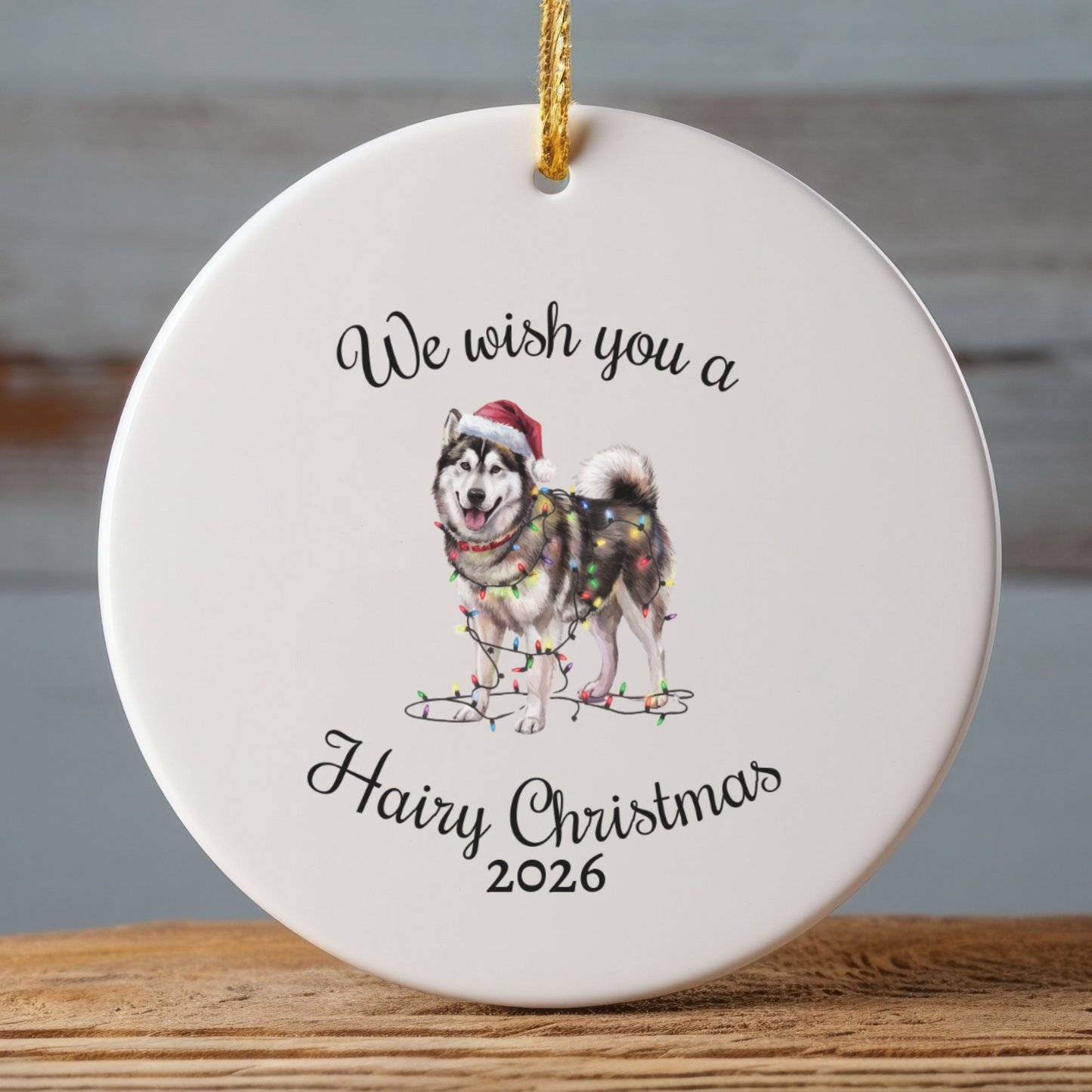 Christmas Alaskan Malamute Ornament, Christmas Lights Dog Keepsake, Christmas Dog, Alaskan Malamute Mom, Gift For Dog Lover
