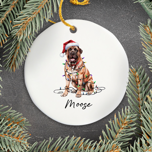 Mastiff Christmas Ornament, Personalized Dog Keepsake
