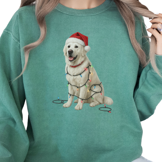 English Cream Golden Retriever Christmas Lights Sweatshirt