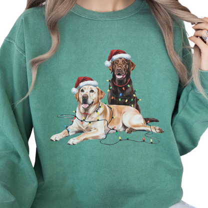 Chocolate and Yellow Lab Christmas Lights Sweatshirt