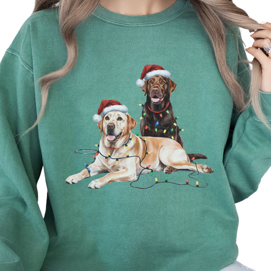 Chocolate and Yellow Lab Christmas Lights Sweatshirt