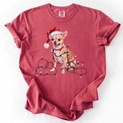 Christmas Chihuahua Shirt, Christmas Dog Tee, Christmas Lights Dog Tee, Chihuahua Mom Tshirt, Gift for Dog Lover, Chihuahua