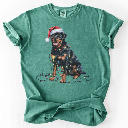 Christmas Rottweiler Shirt, Christmas Lights Dog Tee, Christmas Dog Tee, Rottweiler Mom Tshirt, Gift for Dog Lover, Rottweiler