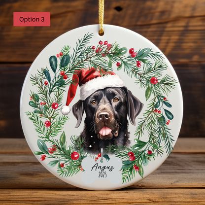Personalized Black Lab Ornament, Custom Dog Christmas Keepsake, Customized Pet Name Ornament, Pet Memorial Ornament, Custom Dog Keepsake