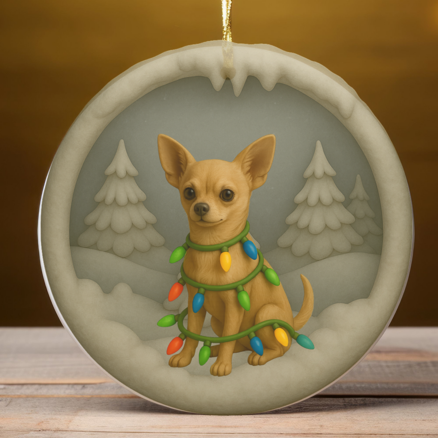 Personalized Chihuahua Christmas 3D Clay-Style Ornament