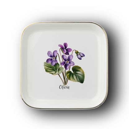 Personalized Birth Flower Jewelry Dish