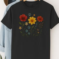 Load image into Gallery viewer, Wildflower Paw Print Shirt Dog Mom Boho Floral Tee Nature-Inspired Pet Lover Gift Watercolor Garden Dog T-Shirt Dog Mothers Day T-Shirt
