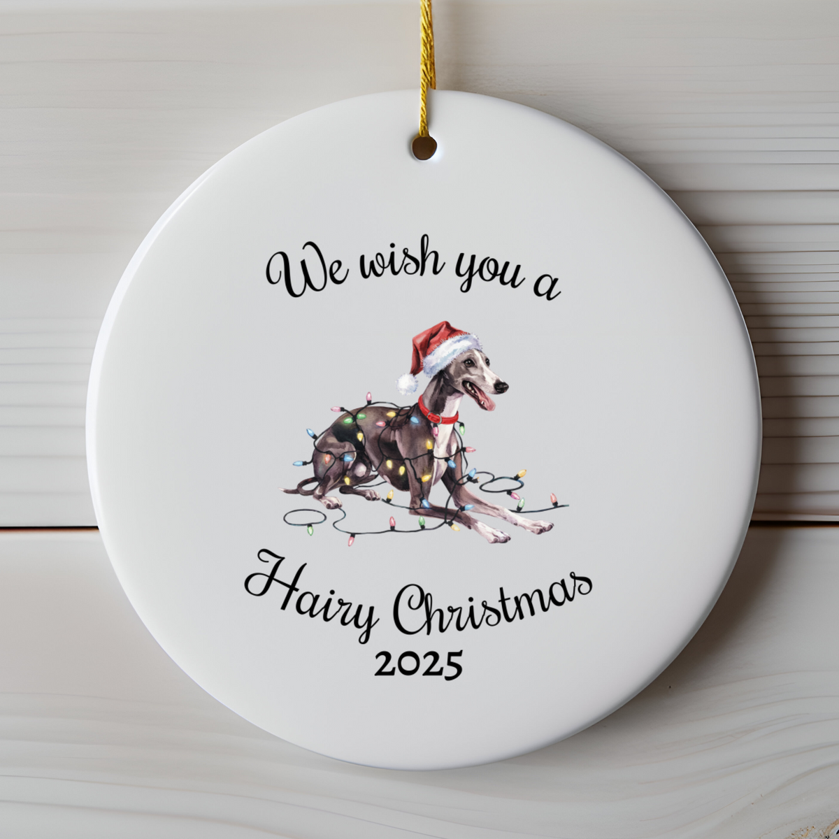 Christmas Greyhound Ornament, Christmas Lights Dog Keepsake