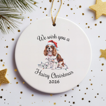 Blenheim Cavalier King Charles Spaniel Ornament, Cavalier Spaniel Mom, Christmas Lights Dog