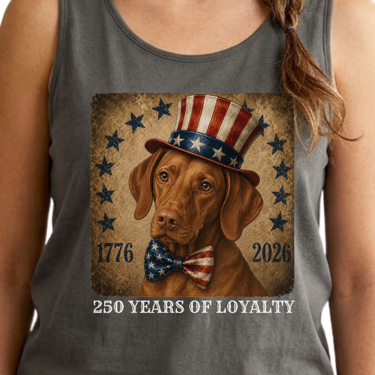 Vizsla Patriotic Tank Top, 250 Years of Loyalty