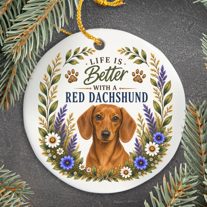 Red Dachshund Ornament, Doxie Lover Gift, Dachshund Mom Gift, Wiener Dog Keepsake