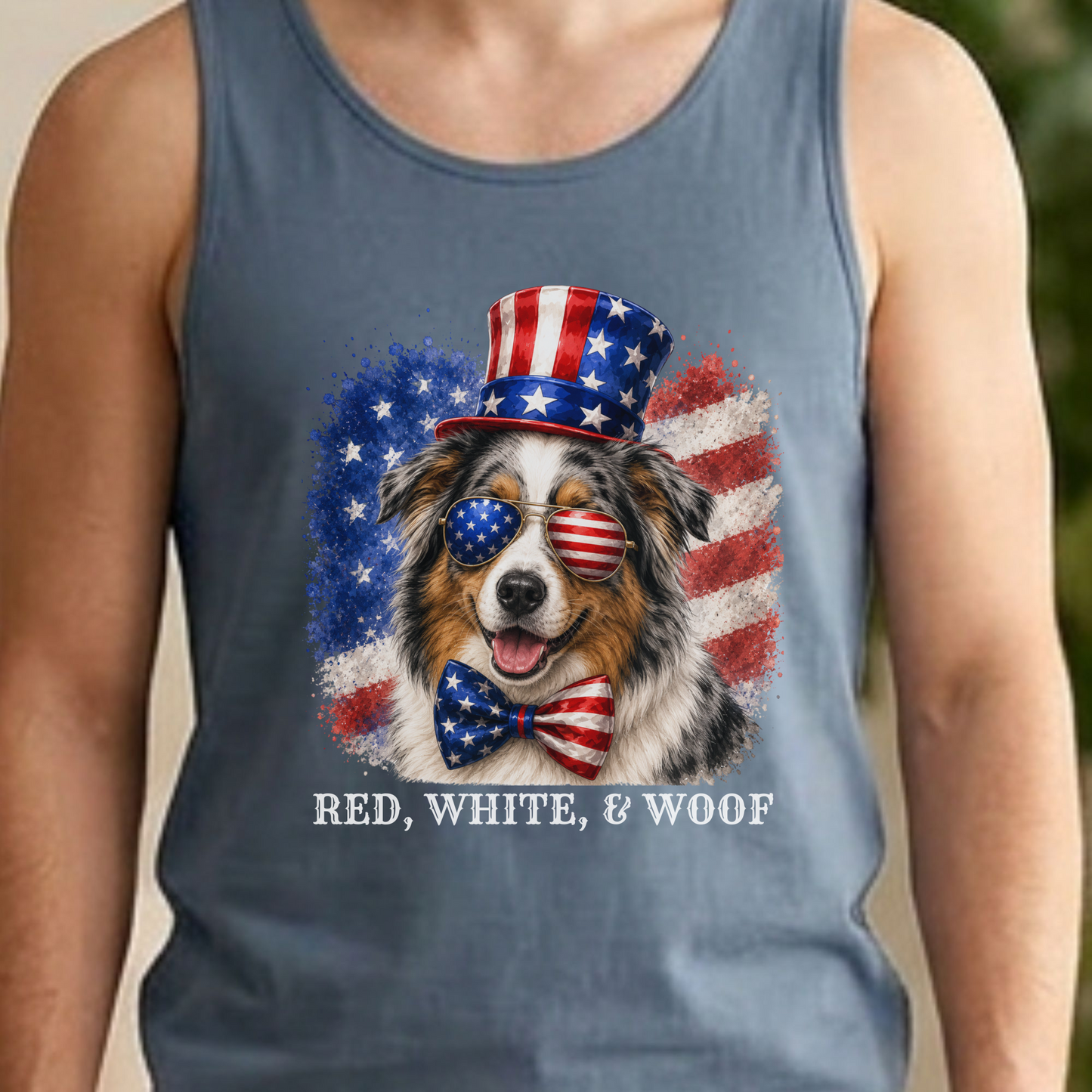 Patriotic Australian Shepherd Tank Top
