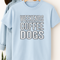 Load image into Gallery viewer, Weekends Coffee Dogs Shirt Dog Lover Gift Coffee and Dog T-Shirt Weekend Vibes Tee Cozy Dog Mom Shirt
