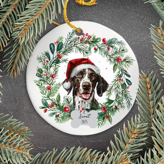Personalized English Pointer Christmas Ornament