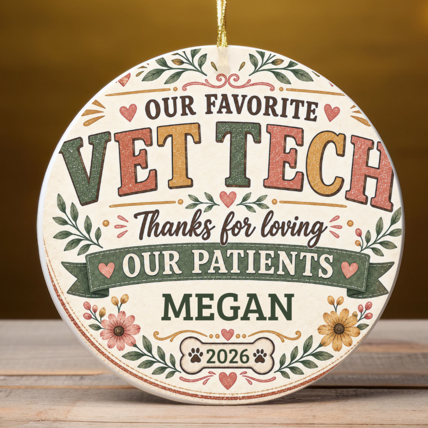 Personalized Vet Tech Ornament, Veterinary Technician Gift, Vet Clinic Coworker Christmas Gift