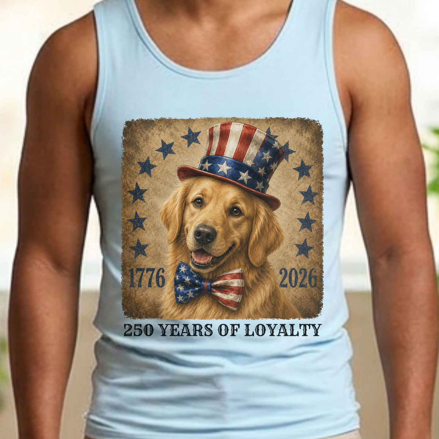 Golden Retriever Patriotic Tank Top, 250 Years of Loyalty