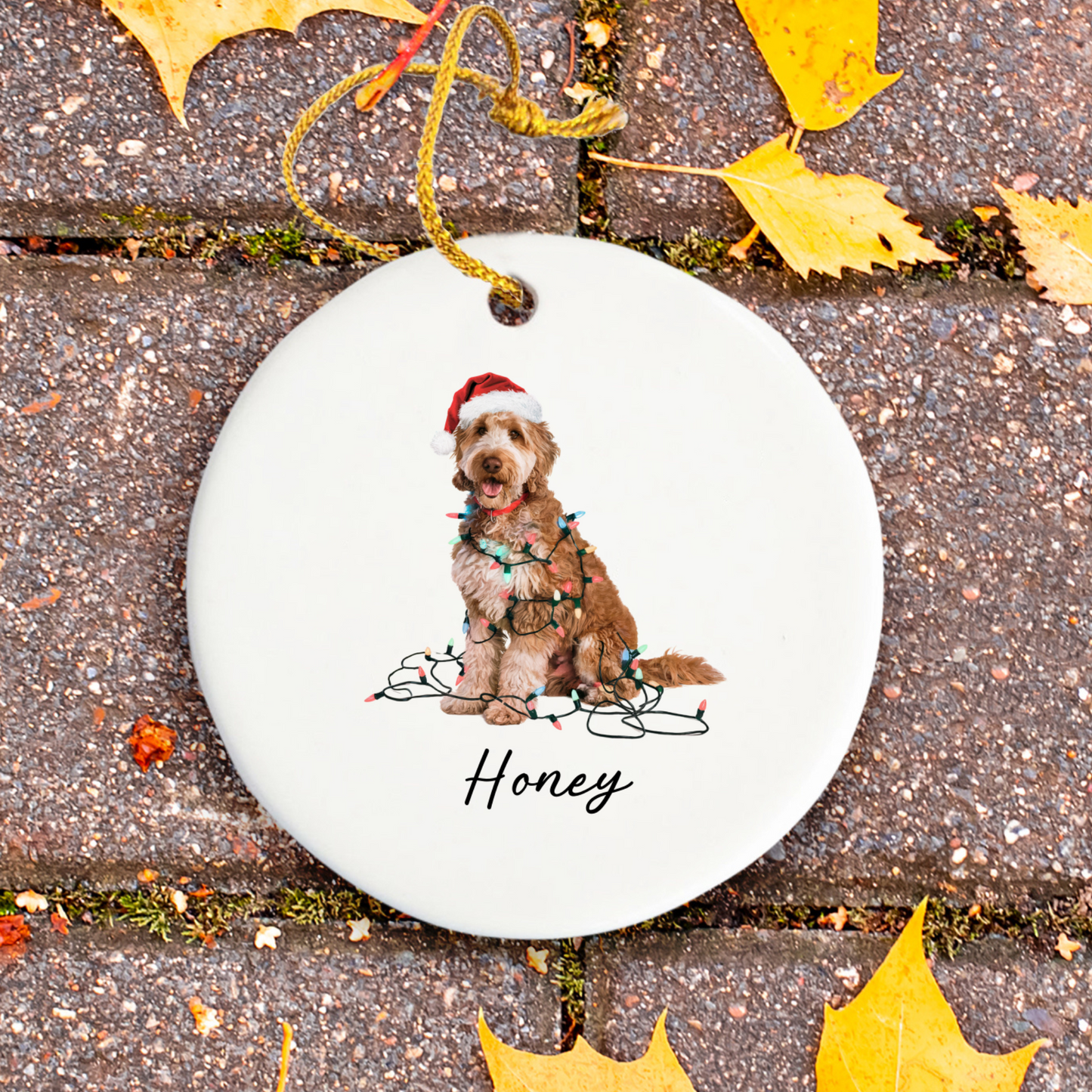 Personalized Goldendoodle Ceramic Ornament, Dog Lover Holiday Keepsake, Festive Xmas Tree Decoration