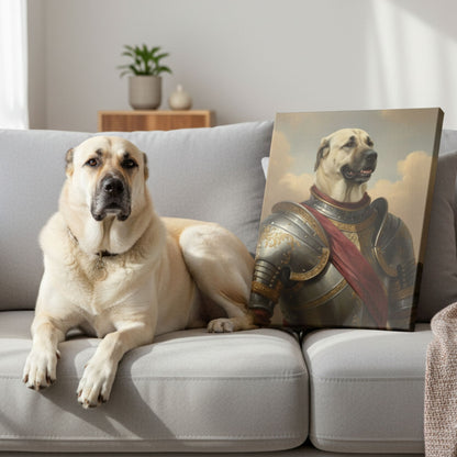 Personalized Dog Knight Portrait, Custom Renaissance Pet Armor Canvas
