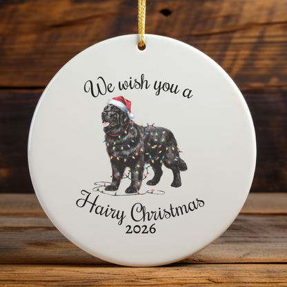 Christmas Black Newfoundland Ornament, Christmas Lights Dog Keepsake