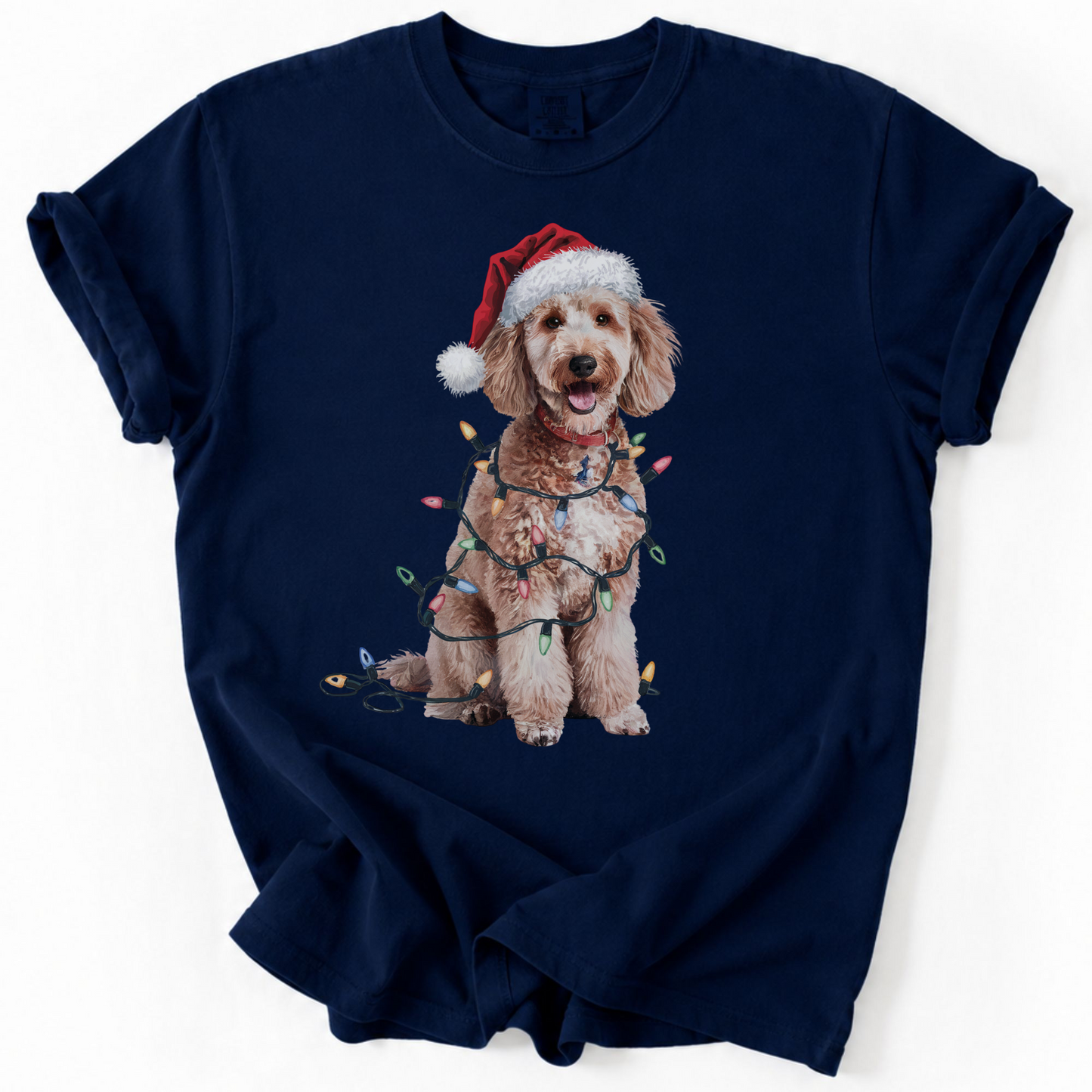 Christmas Poodle Shirt, Christmas Lights Dog Tee, Christmas Dog Tee, Poodle Mom Tshirt, Gift for Dog Lover, Poodle
