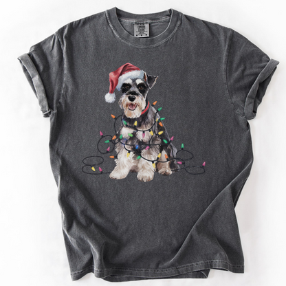 Schnauzer Christmas Lights Shirt, Festive Holiday Tee for Bearded Dog Lovers