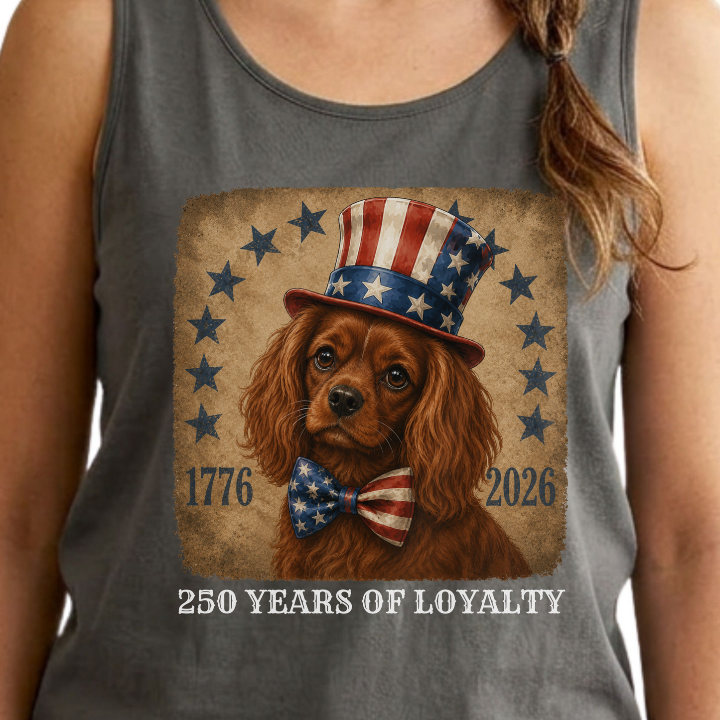Ruby Cavalier Patriotic Tank Top, 250 Years of Loyalty