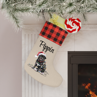 Load image into Gallery viewer, Personalized Black Pug Christmas Stocking, Holiday Decor Gift for Pet Lovers
