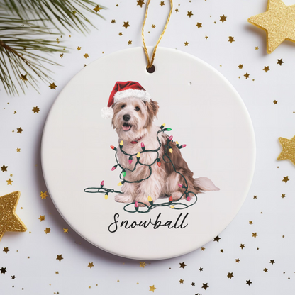 Personalized Coton de Tulear Dog Ornament, Custom Pet Christmas Keepsake, Ceramic Tree Decor
