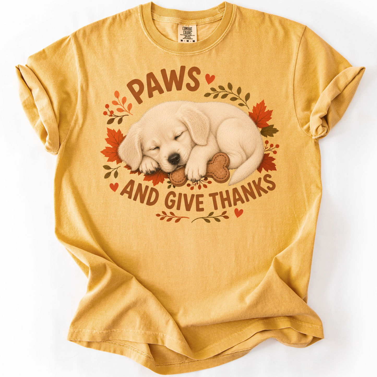 English Cream Golden Retriever Thanksgiving Shirt, Paws Give Thanks Tee, Fall Dog Lover Gift