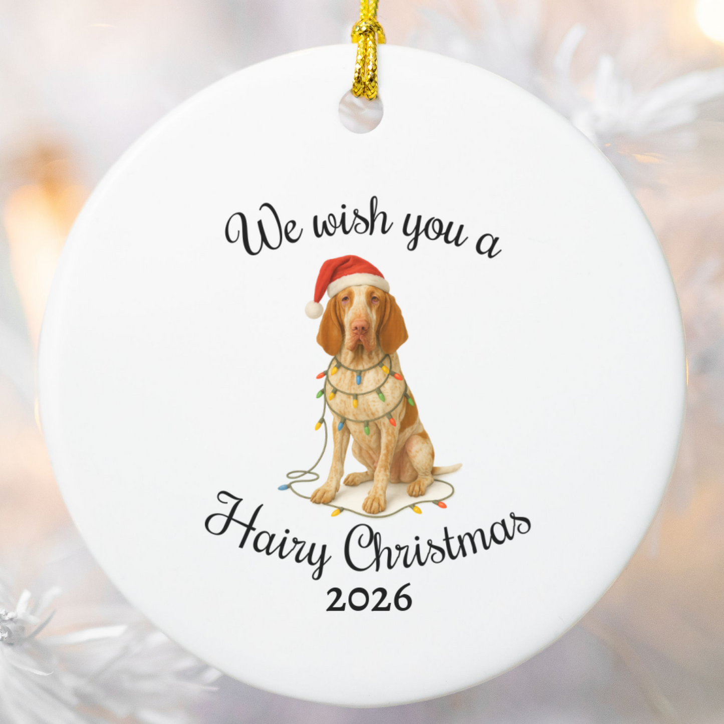 Bracco Italiano Ornament, Personalized Christmas Dog Keepsake, Holiday Pet Lover Gift, Ceramic Holiday Decoration, Custom Date