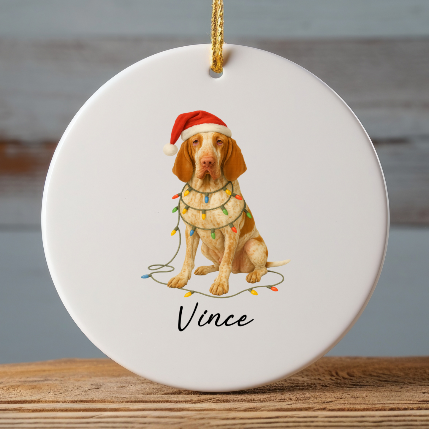 Personalized Bracco Italiano Ornament, Dog Lover Christmas Tree Decoration, Ceramic Pet Keepsake