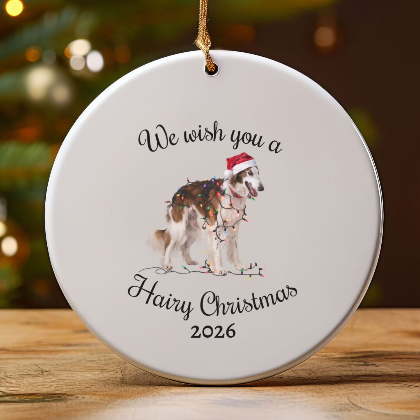 Christmas Borzoi Ornament, Christmas Lights Dog Keepsake, Christmas Dog, Borzoi Mom, Gift For Dog Lover, Borzoi