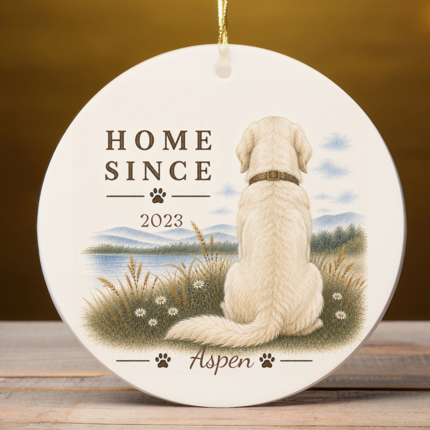 Personalized English Cream Golden Retriever Ornament, Double Sided Gotcha Day Gift, Custom Dog Keepsake