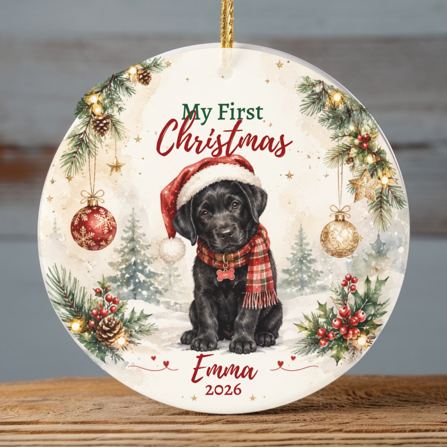 Personalized Puppy First Christmas Ornament, Custom Dog Keepsake Gift