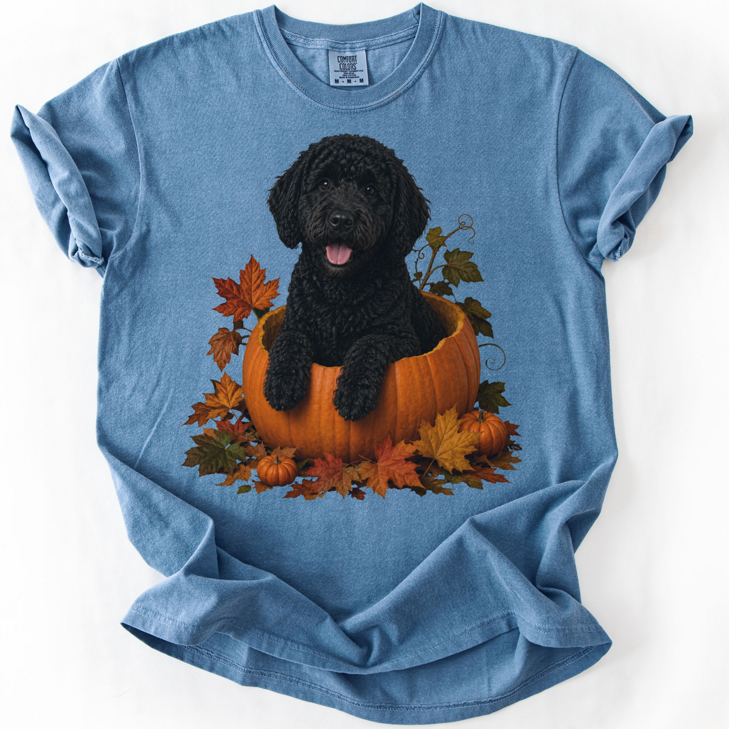 Black Portuguese Water Dog Pumpkin Shirt, Fall Comfort Colors Tee for Dog Lovers