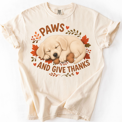 English Cream Golden Retriever Thanksgiving Shirt, Paws Give Thanks Tee, Fall Dog Lover Gift