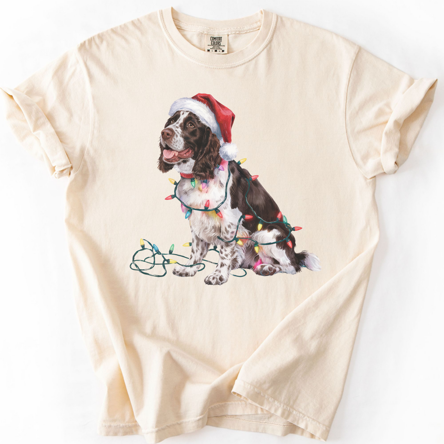 Christmas Springer Spaniel Shirt, Christmas Lights Dog Shirt, Christmas Dog, Springer Spaniel Mom, Gift for Dog Lover, Springer Spaniel