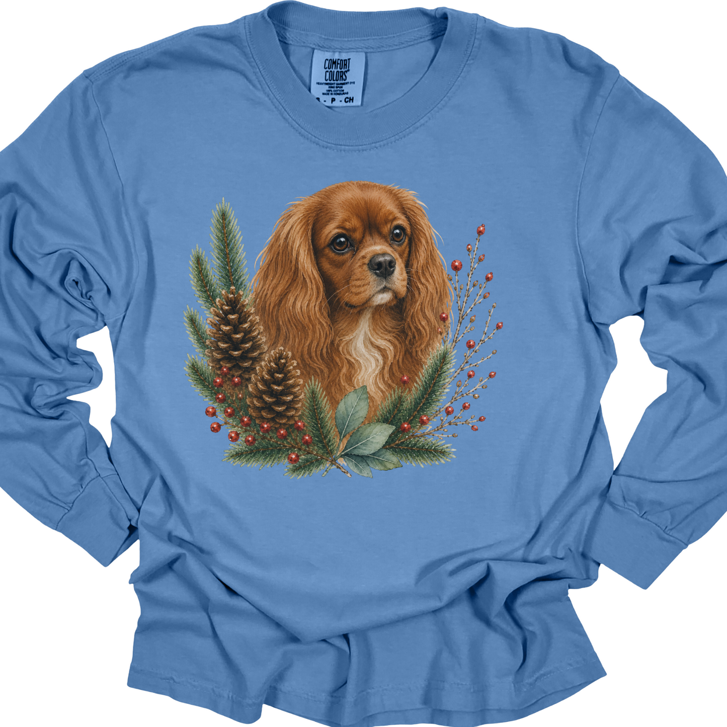 Ruby Cavalier Christmas Long Sleeve Shirt, Cavalier King Charles Spaniel Holiday Dog Mom Gift