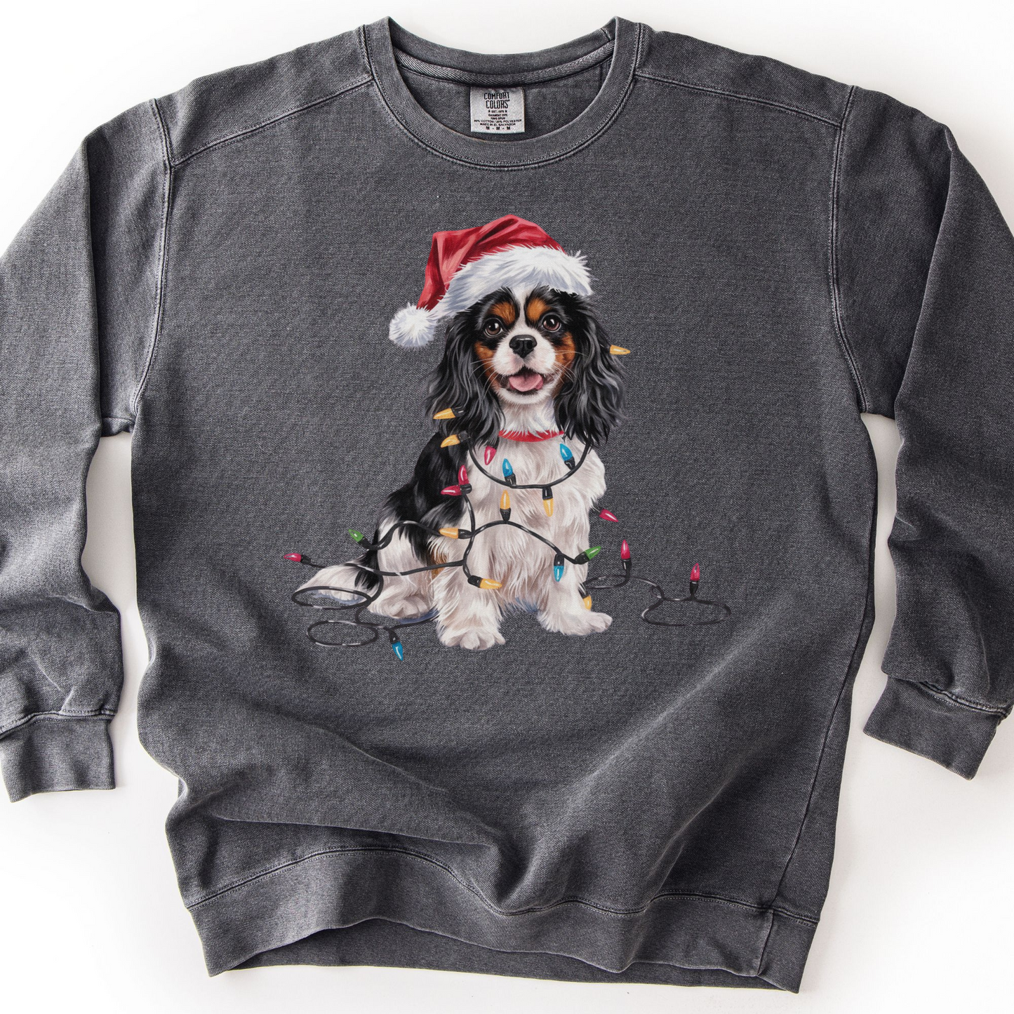 Tri-color Cavalier Christmas Lights Sweatshirt