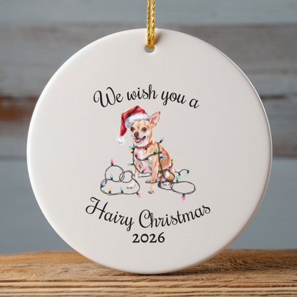 Christmas Tan Chihuahua Ornament, Christmas Lights Dog Keepsake